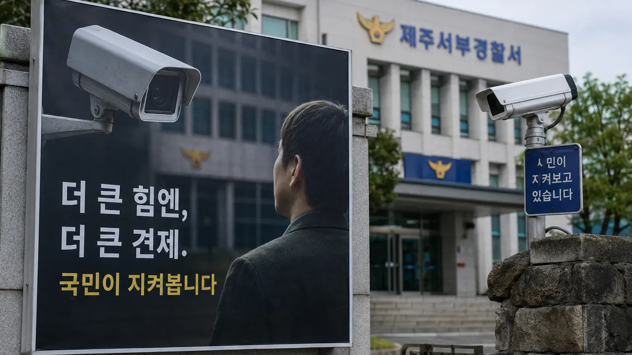 “이번엔 시민이 지켜본다”…제주경찰서 앞에 등장한 ‘역방향 CCTV’