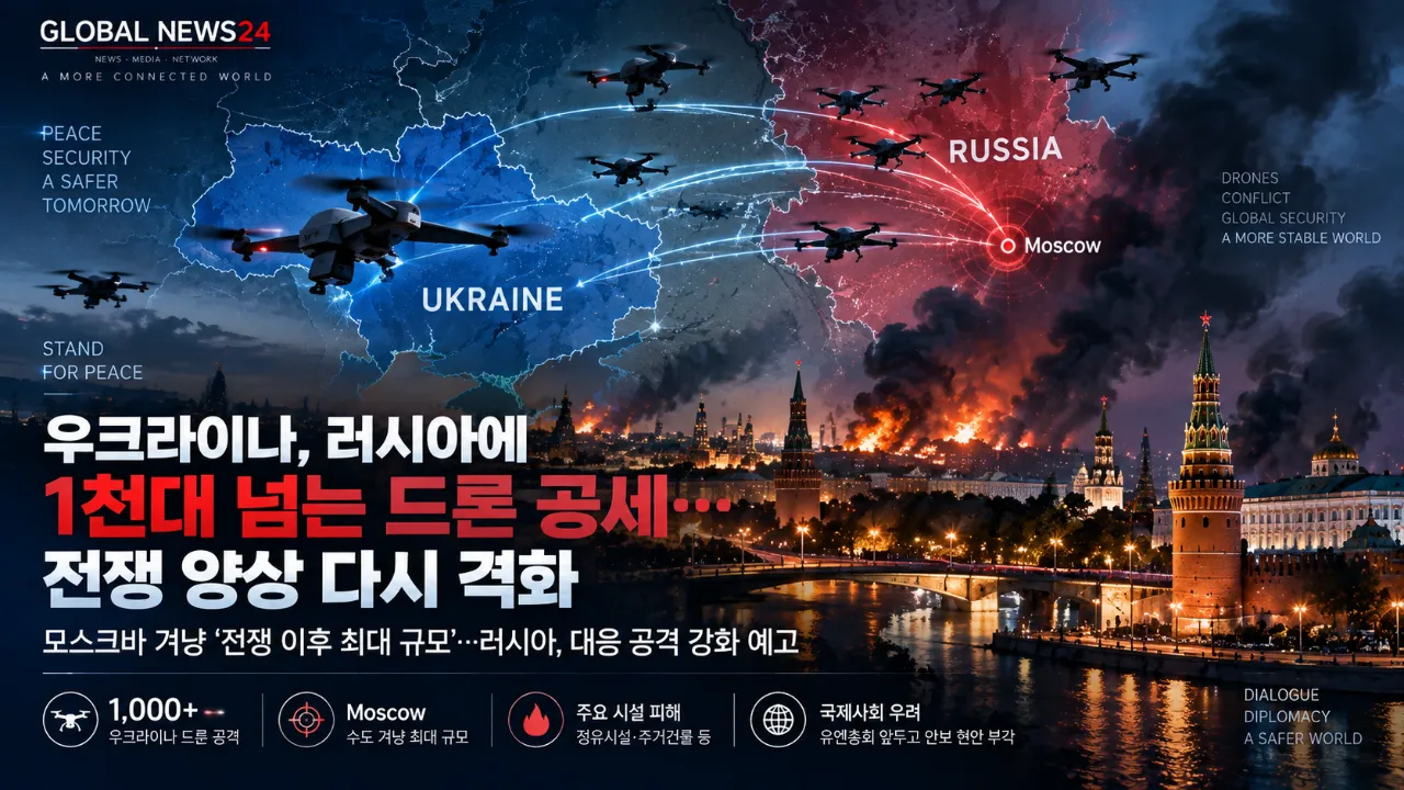 우크라이나, 러시아에 1천대 넘는 드론 공세…모스크바 겨냥 ‘최대 규모’