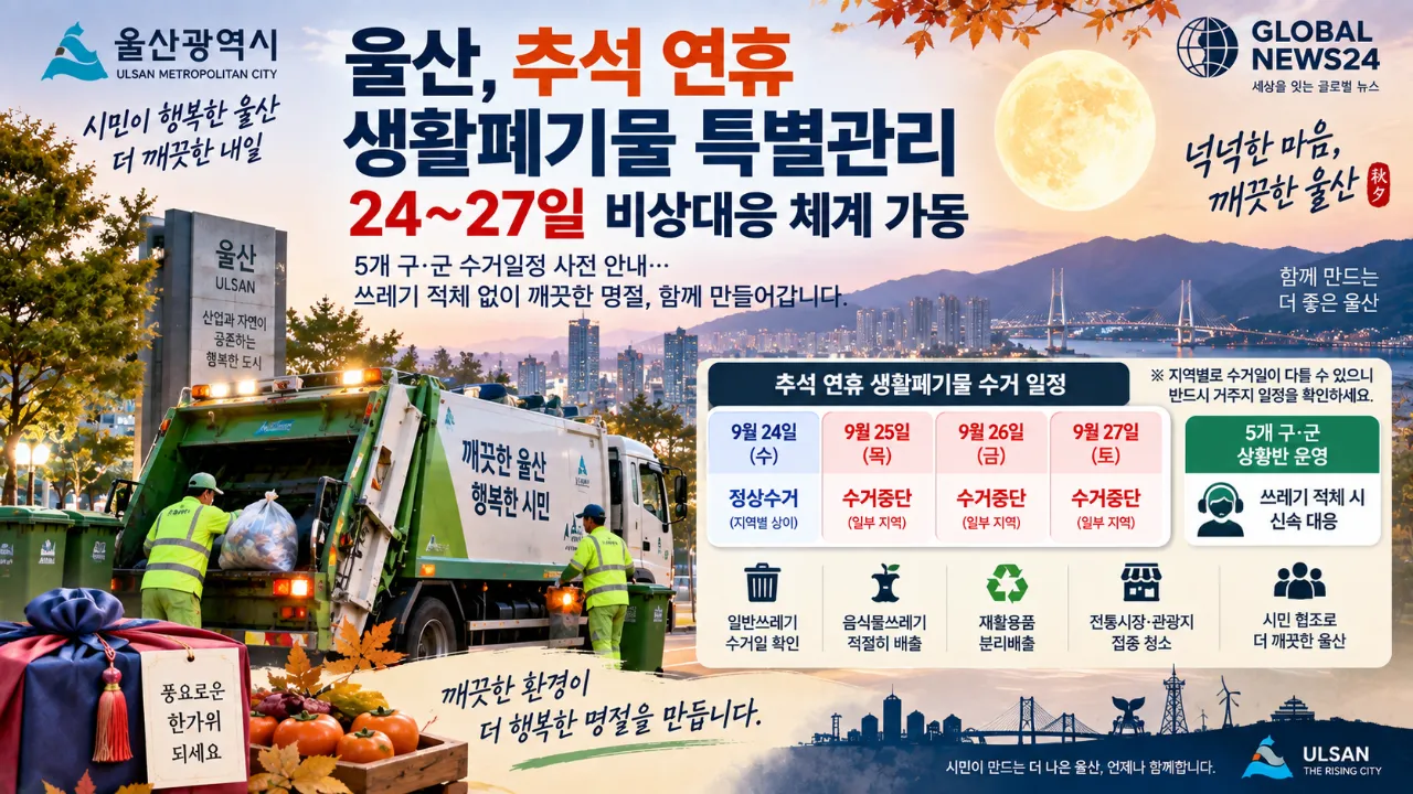 울산, 추석 연휴 생활폐기물 특별관리…24~27일 비상대응 체계 가동
