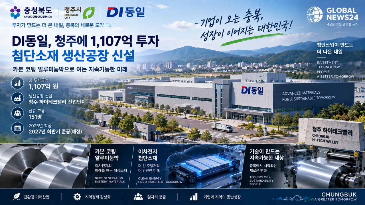 DI동일, 청주에 1,107억 투자…하이테크밸리에 첨단소재 생산공장 신설