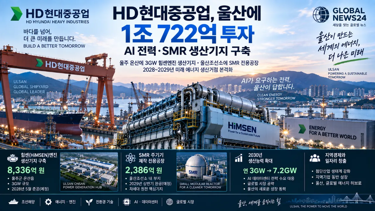 HD현대중공업, 울산에 1조722억 투자…AI 전력·SMR 생산기지 구축
