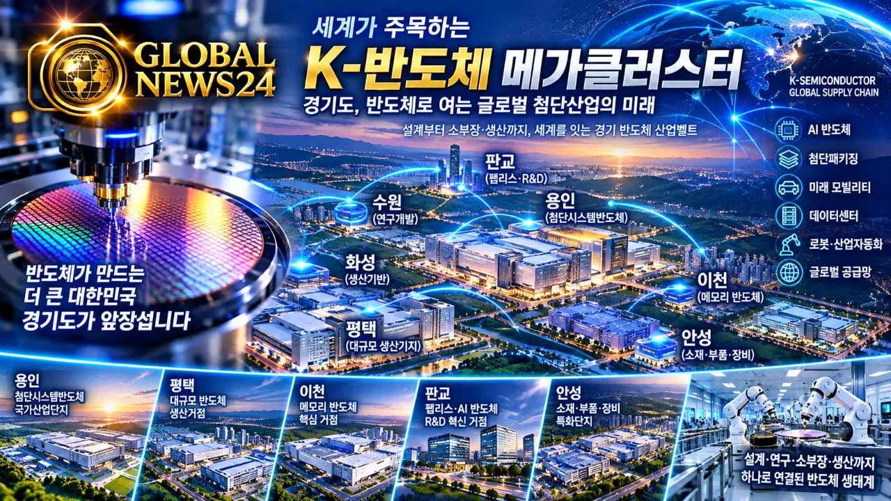 경기, ‘세계 최대 K-반도체 메가클러스터’로…용인·평택·이천 잇는 첨단산업벨트 뜬다