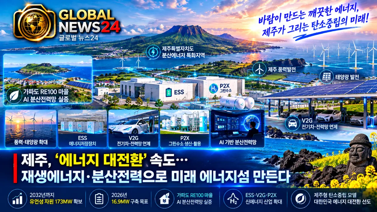 제주, ‘에너지 대전환’ 속도…재생에너지·분산전력으로 미래 에너지섬 만든다