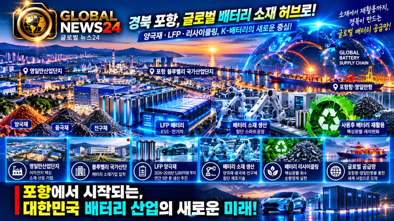 경북 포항, ‘글로벌 배터리 소재 허브’로…양극재·LFP·리사이클링 전주기 생태계 확장