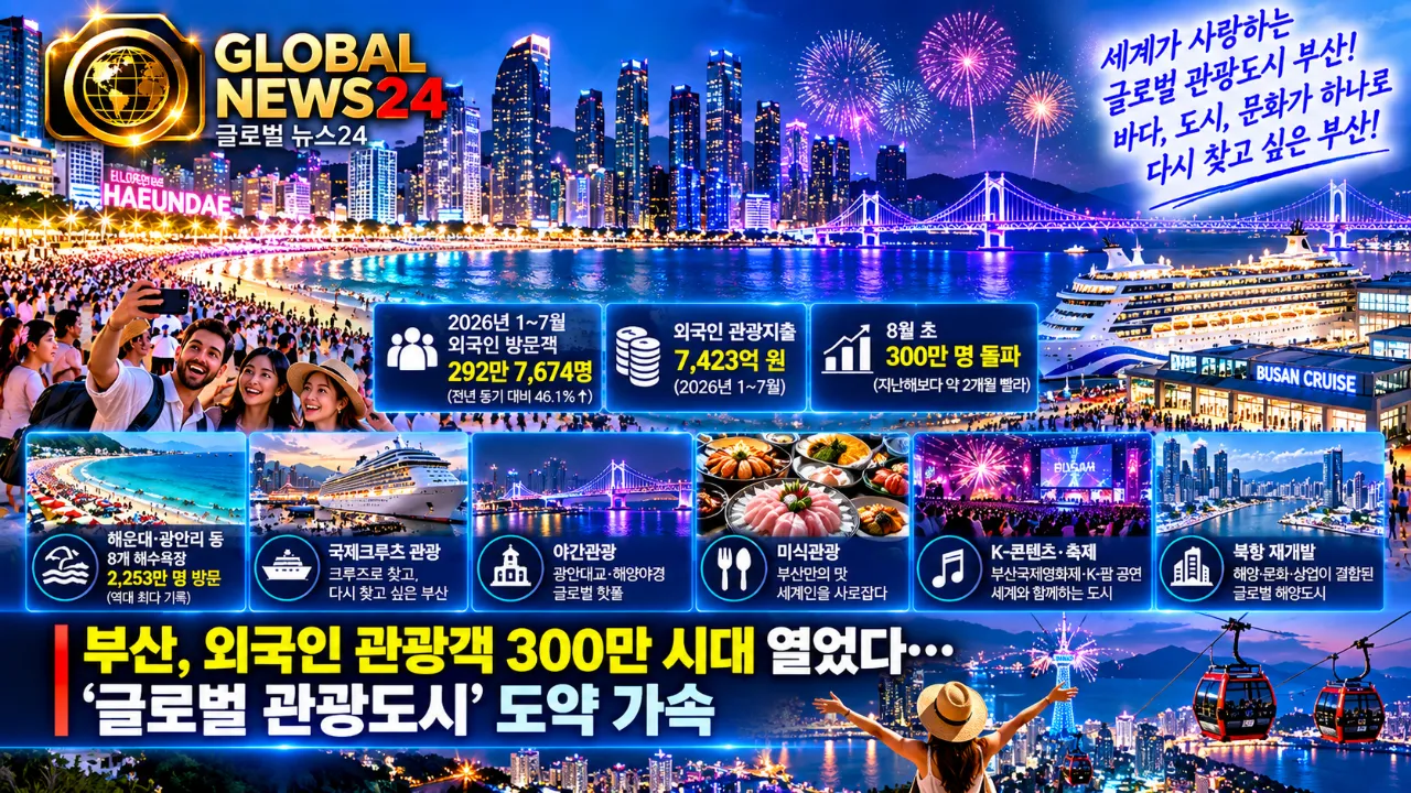 부산, 외국인 관광객 300만 시대 열었다…‘글로벌 관광도시’ 도약 가속