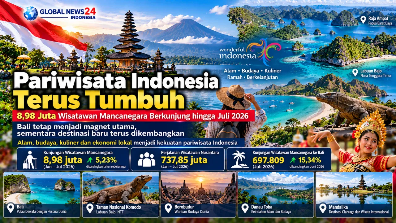 Pariwisata Indonesia Terus Tumbuh 8,98 Juta Wisatawan Mancanegara Berkunjung hingga Juli 2026