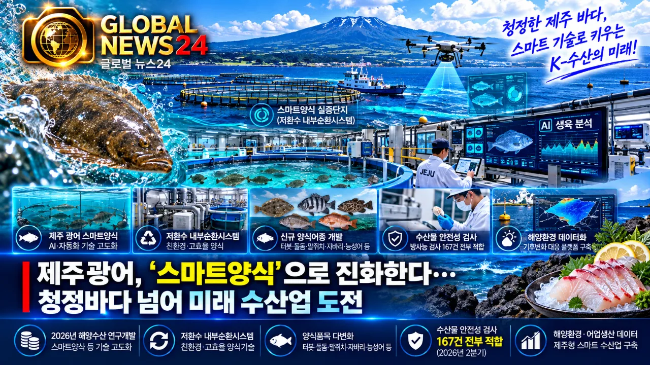 제주 광어, ‘스마트양식’으로 진화한다…청정바다 넘어 미래 수산업 도전