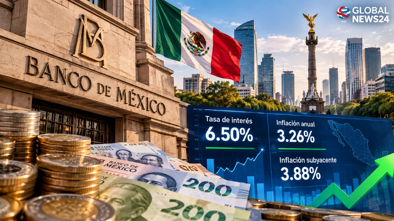 Banco de México mantiene la tasa de interés en 6.50% mientras la inflación anual se sitúa en 3.26%