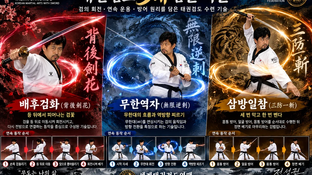 태권검도 창시자 전성권, ‘배후검화·무한역자·삼방일참’ 3대 검술 기술 지도